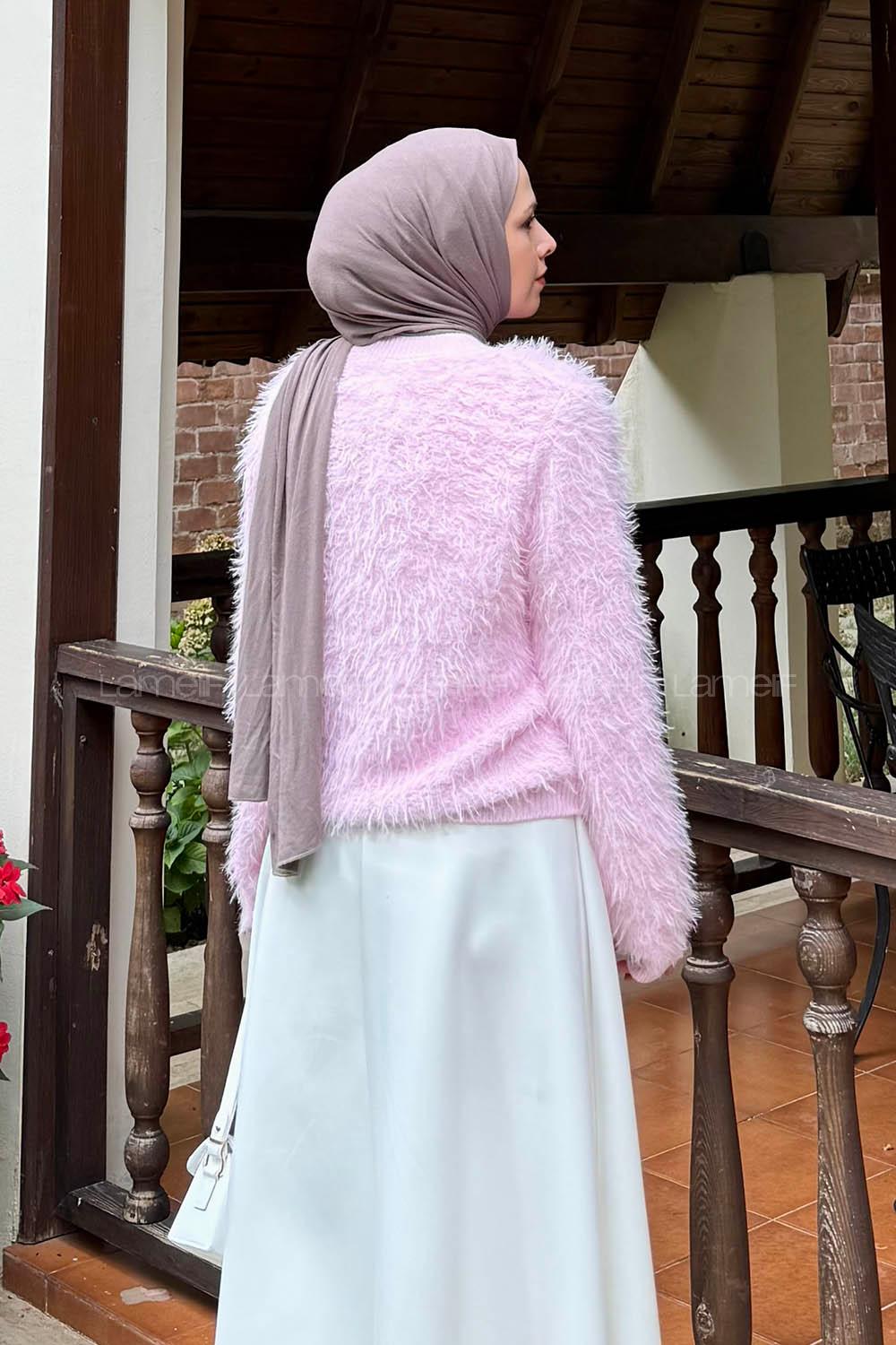 Lamelif Sakallı Hırka Pembe