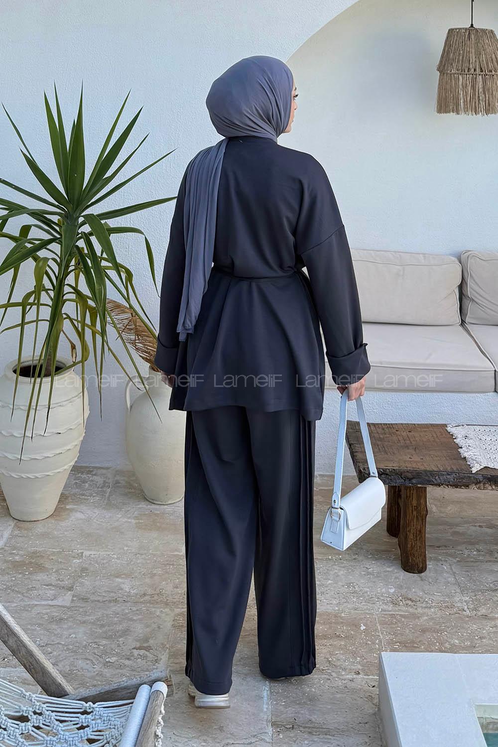 Lamelif Düğme Detaylı İkili Takım Antrasit