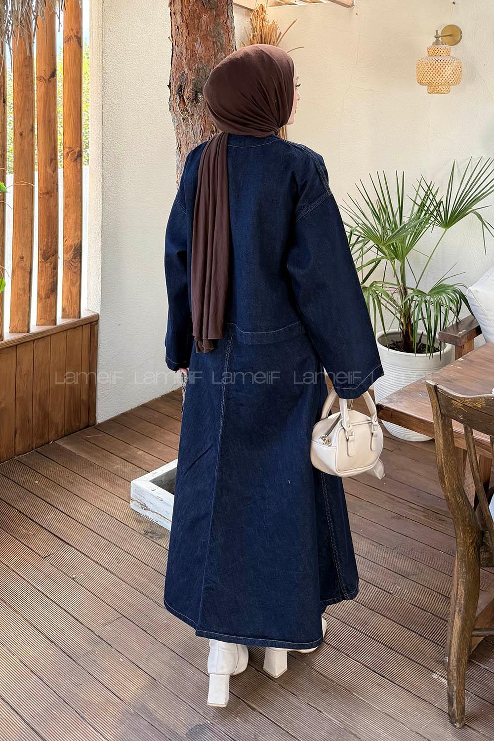 Lamelif Etekli Kot Takım Koyu Mavi