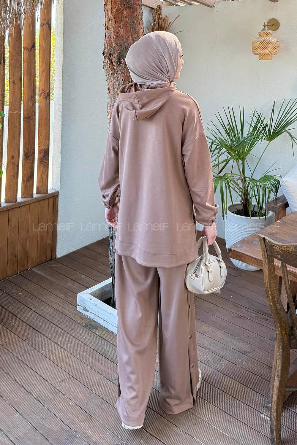 Lamelif Kanguru Cep İkili Takım Soft Kahve