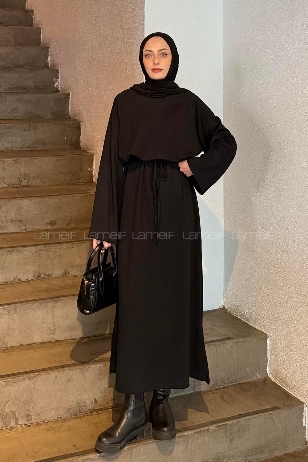 Lamelif Bağlama Detaylı Elbise Siyah