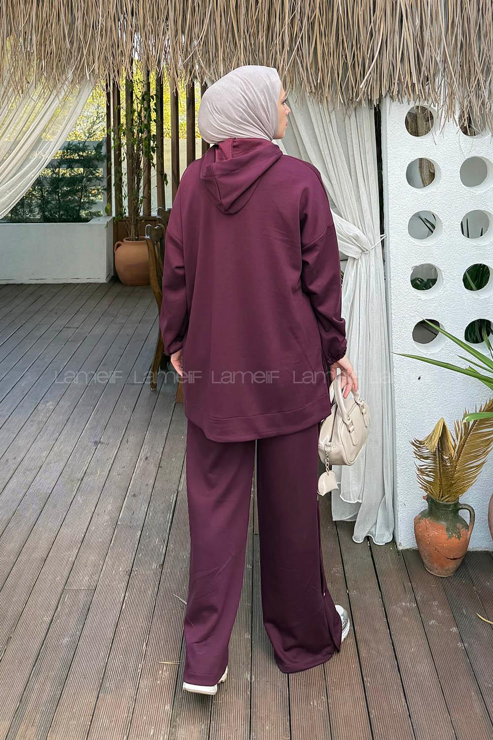 Lamelif Kanguru Cep İkili Takım Bordo