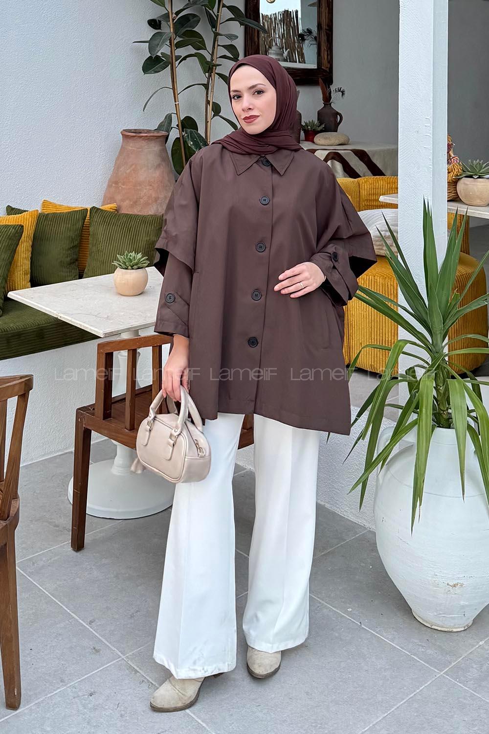 Lamelif Panço Kesim Ceket Kahverengi