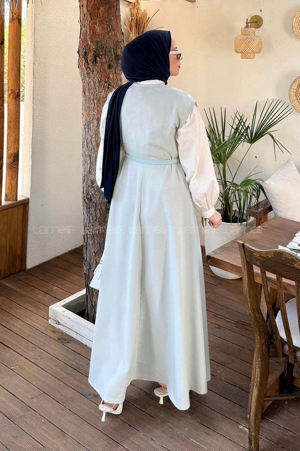 Lamelif Pile Detaylı Kemerli Jile Su Yeşili