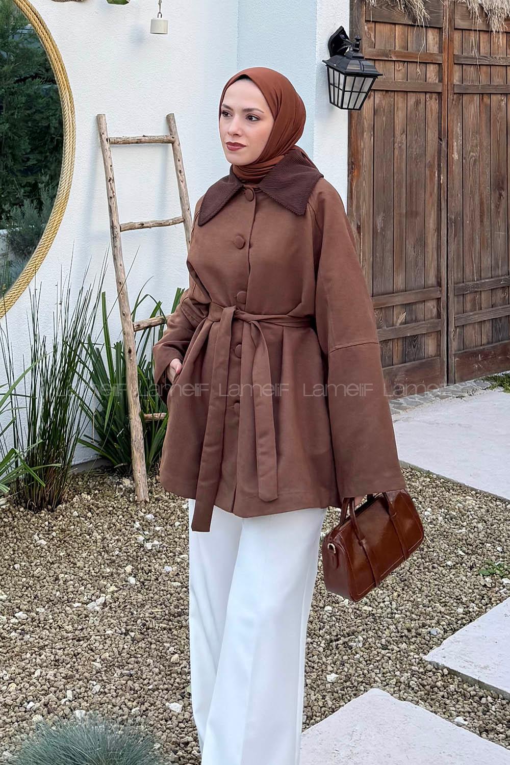 Tan Normal Neck Long Arm Elastan Polyester Jacket
