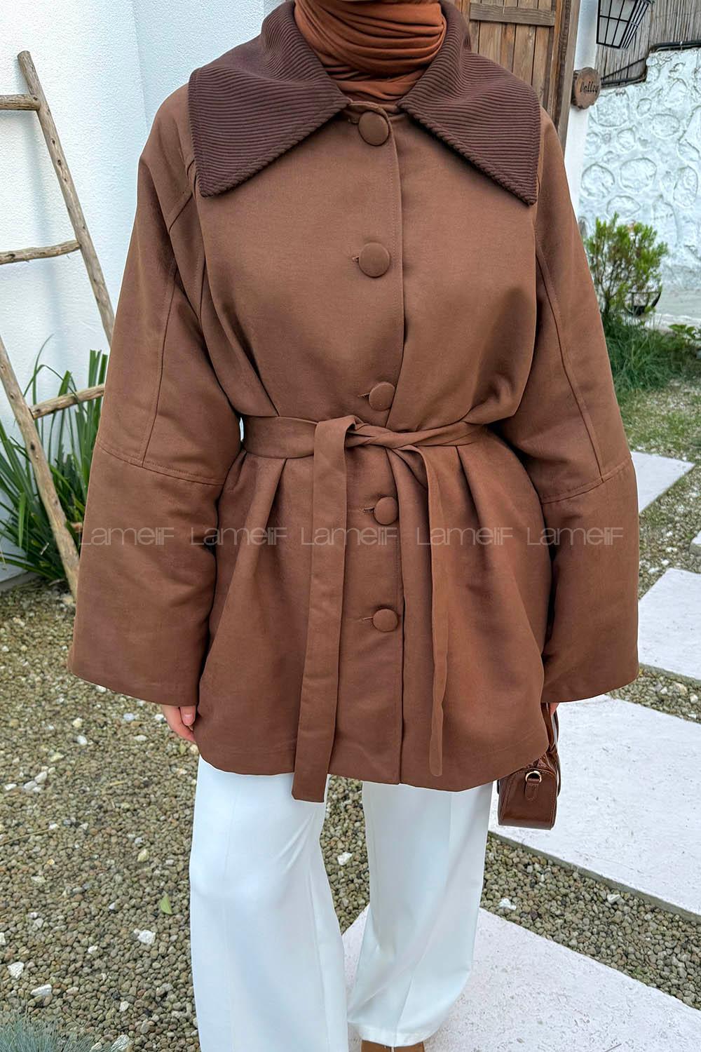 Tan Normal Neck Long Arm Elastan Polyester Jacket