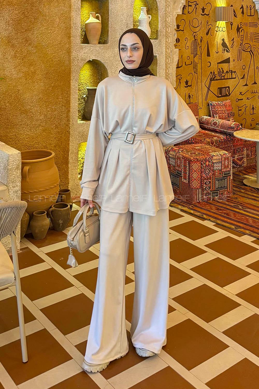 Lamelif Belden Oturtmalı Oysho Takım Bej