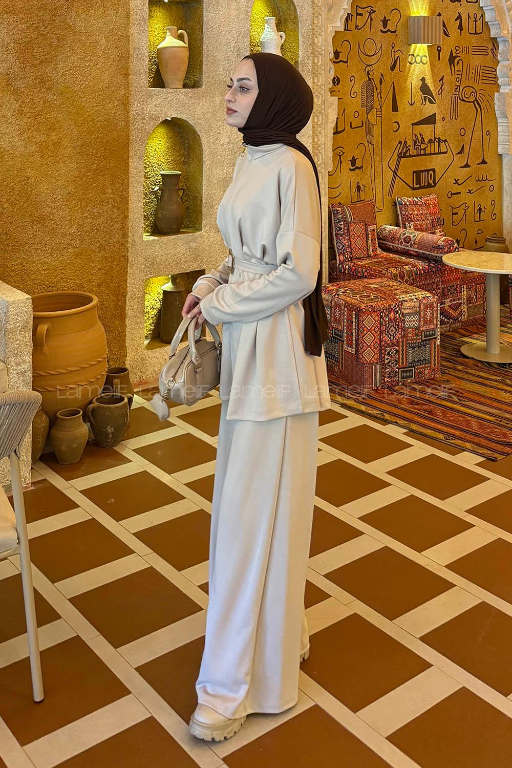 Lamelif Belden Oturtmalı Oysho Takım Bej