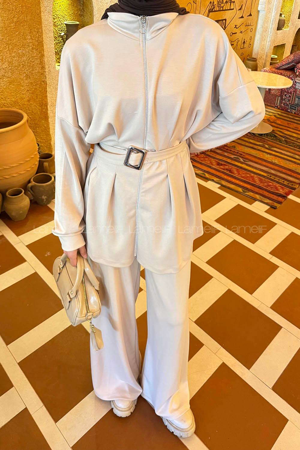 Lamelif Belden Oturtmalı Oysho Takım Bej