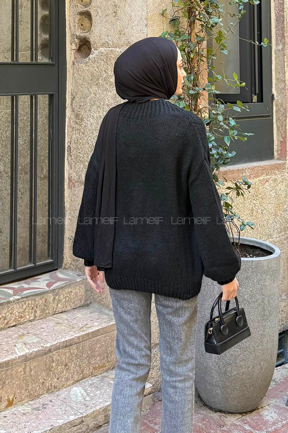 Black Neckband Long Arm Jumper