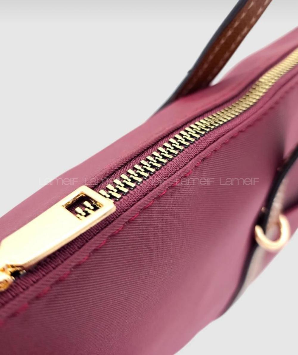 Lamelif Şeritli Shopper Kadın Omuz Çantası Bordo