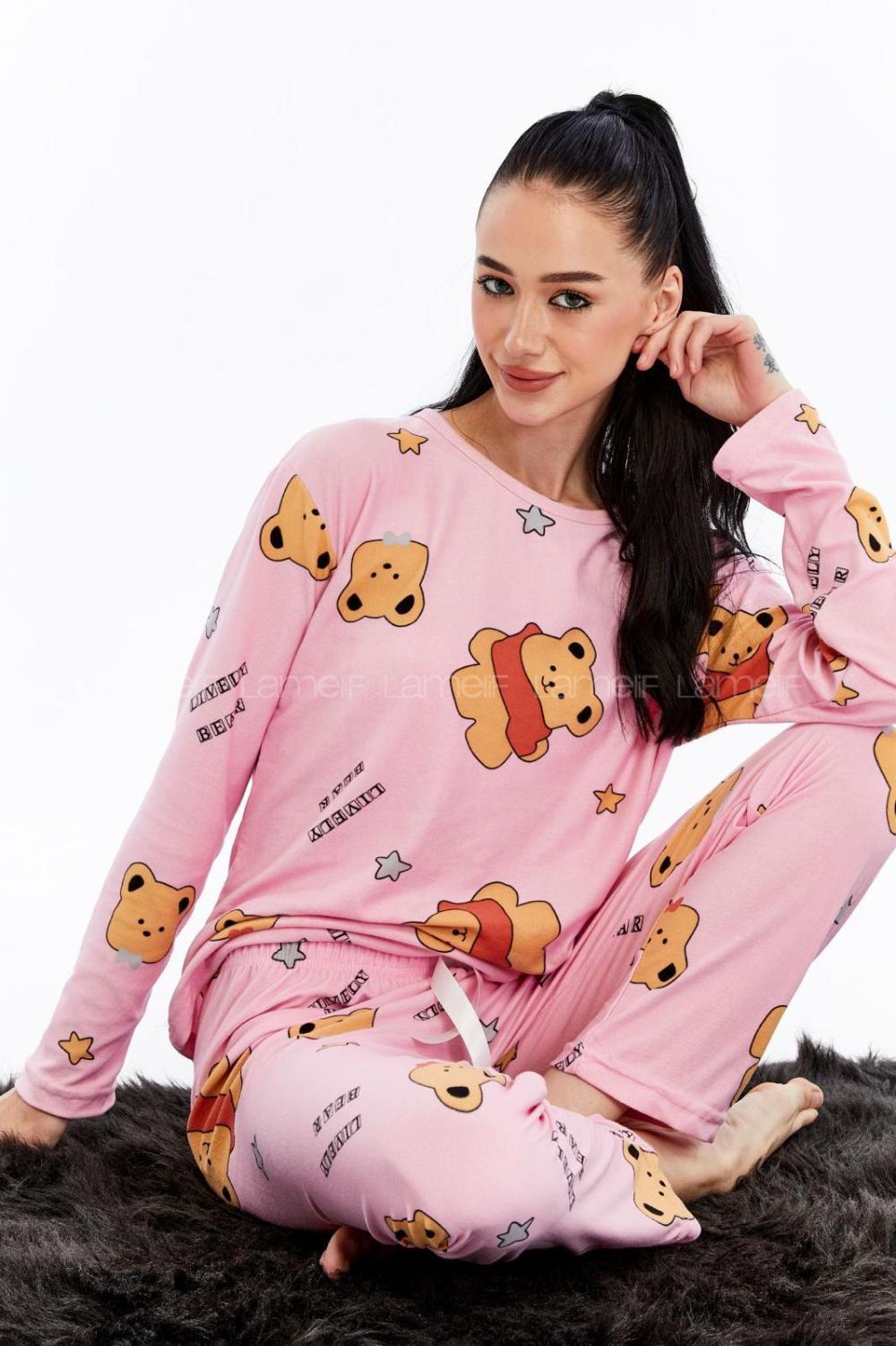 Pink Crew Neck Long Arm Without Accessories Combed Fabric Regular Trousers Comfortable Suit