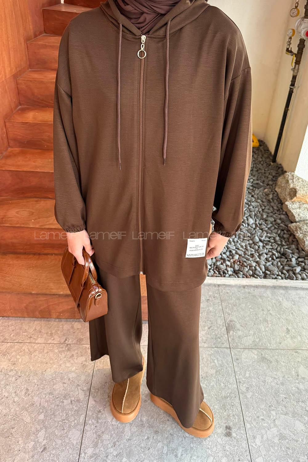 Lamelif Arma Detaylı İkili Takım Acı Kahve