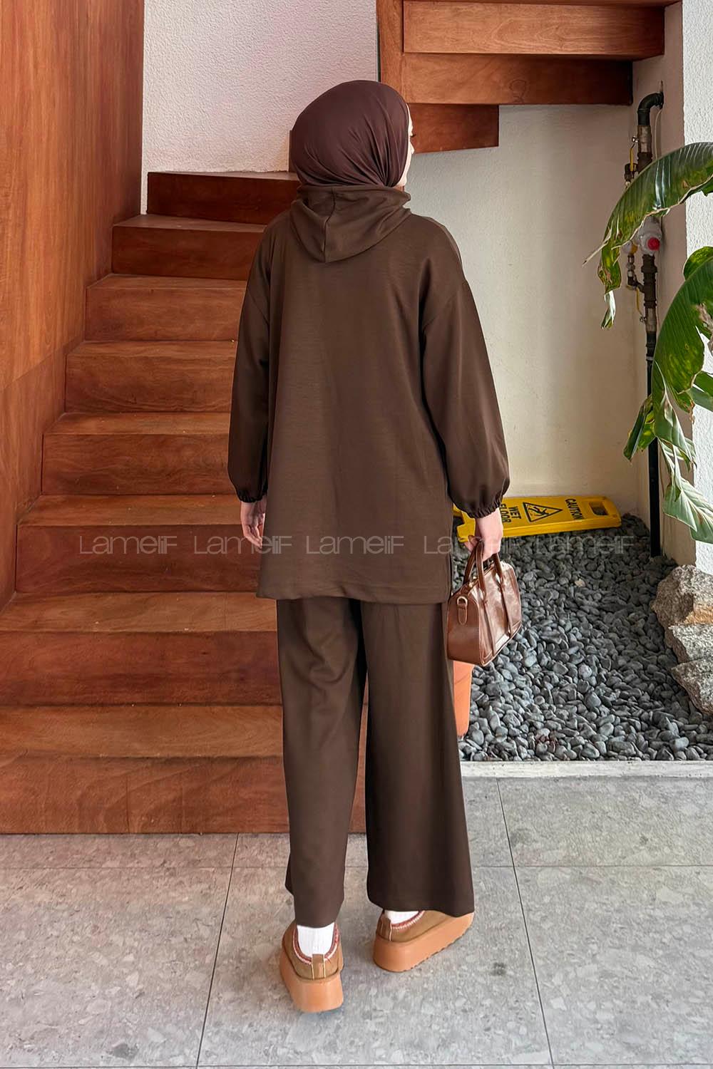 Lamelif Arma Detaylı İkili Takım Acı Kahve