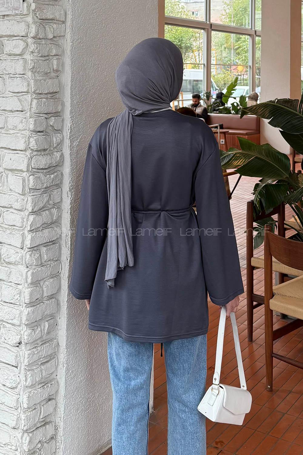 Lamelif Bağlama Detaylı Sweat Antrasit