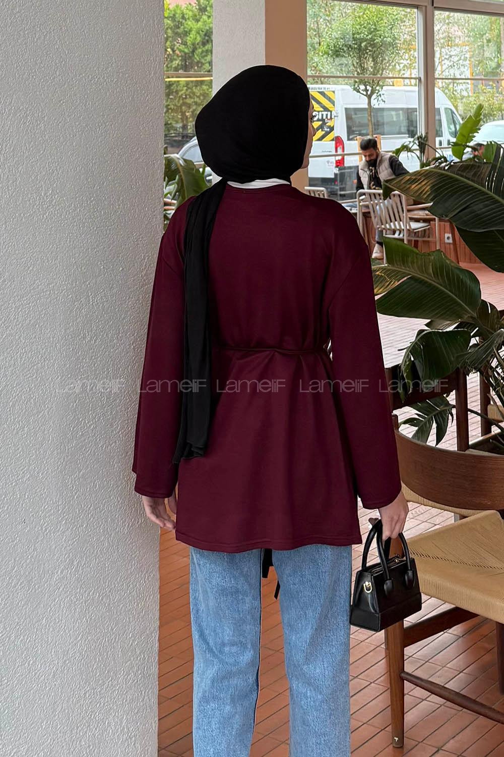 Lamelif Bağlama Detaylı Sweat Bordo