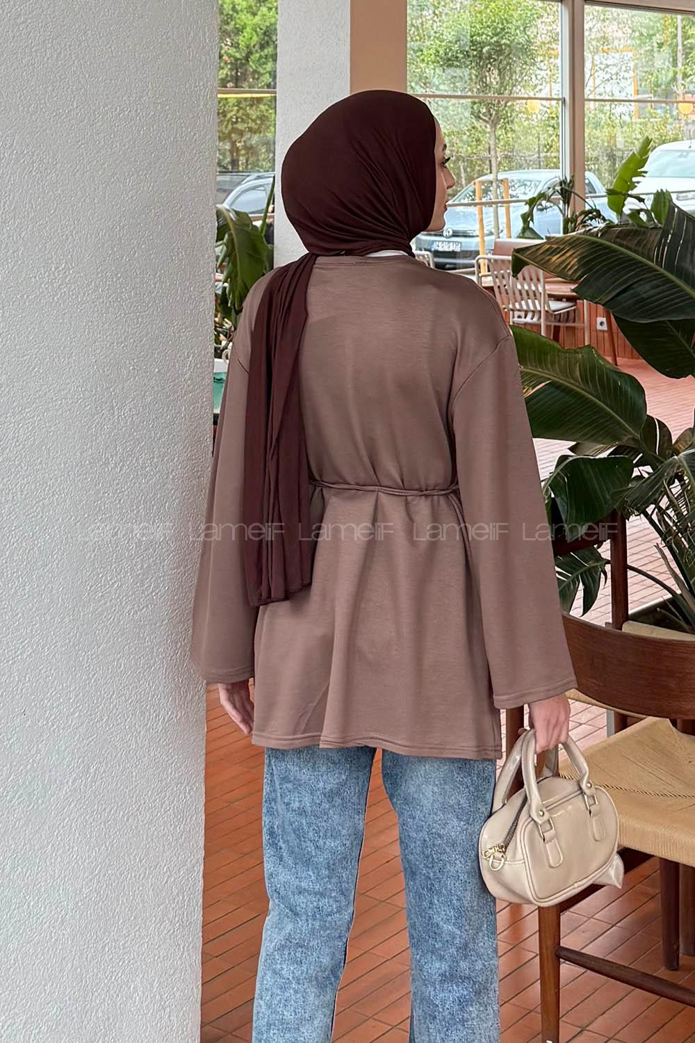 Lamelif Bağlama Detaylı Sweat Soft Kahve