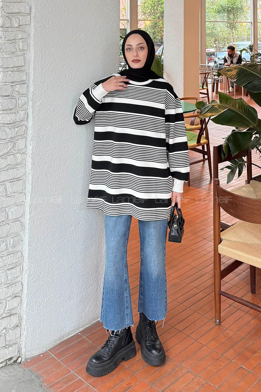 Black Crew Neck Cotton Tunic