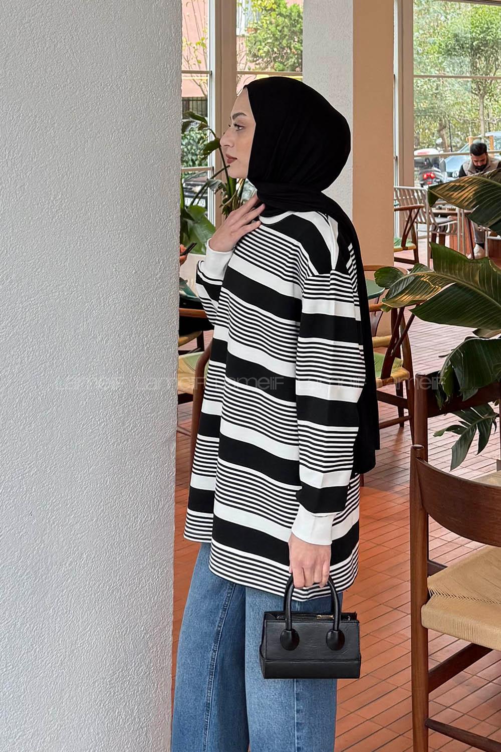 Black Crew Neck Cotton Tunic