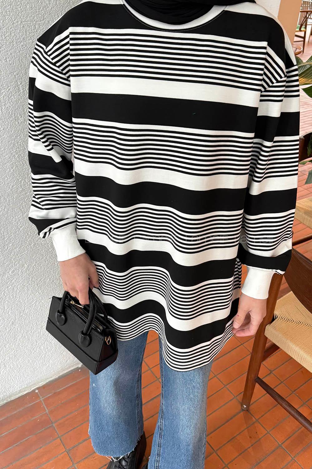 Black Crew Neck Cotton Tunic