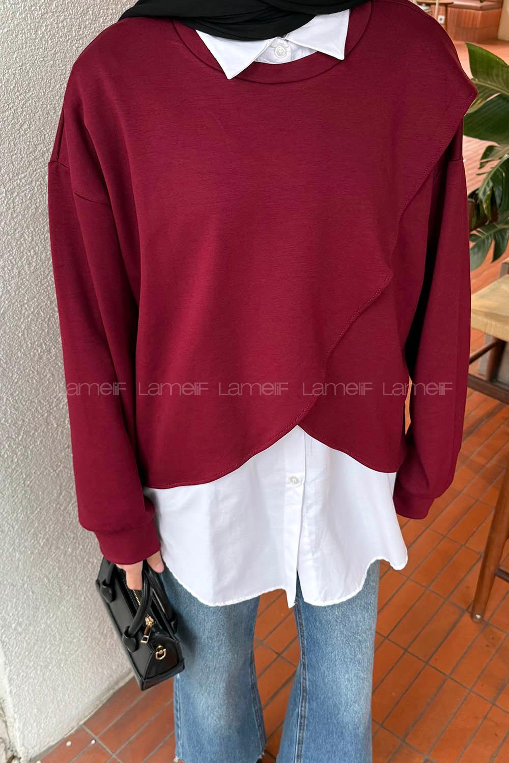 Lamelif İki Parça Tunik Bordo