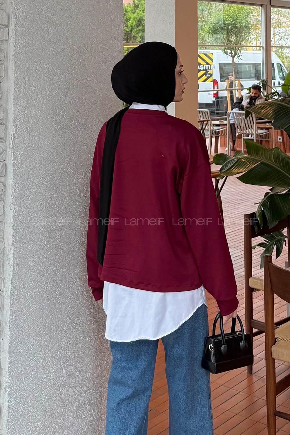 Lamelif İki Parça Tunik Bordo