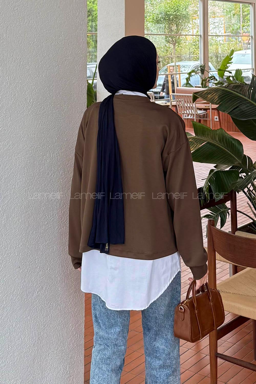 Lamelif İki Parça Tunik Kahverengi