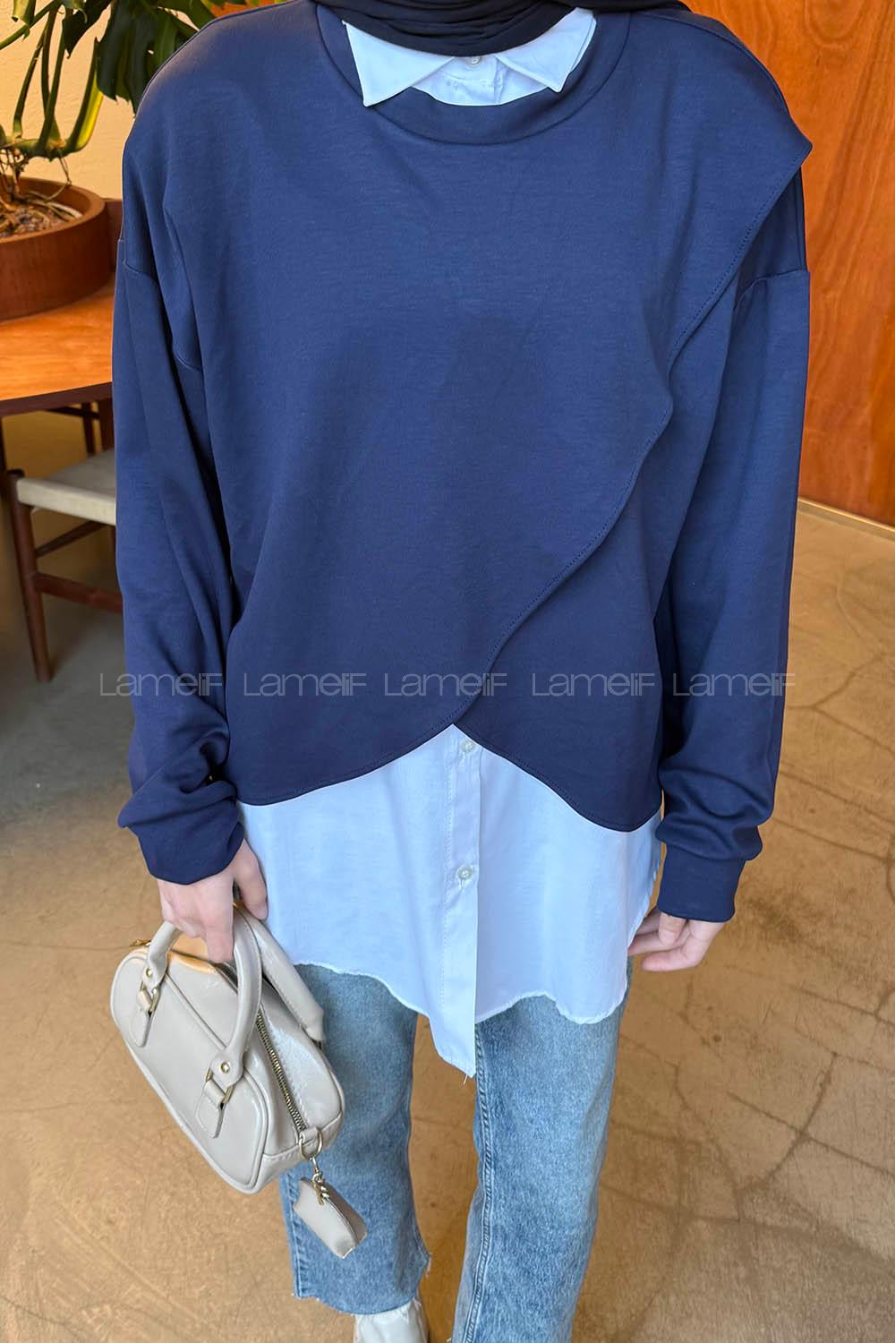 Lamelif İki Parça Tunik Lacivert