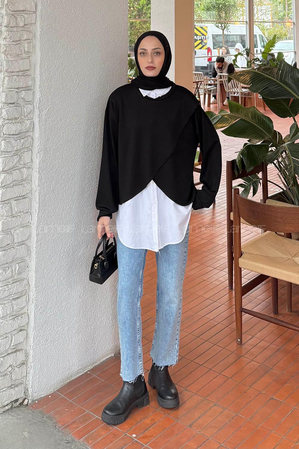 Lamelif İki Parça Tunik Siyah