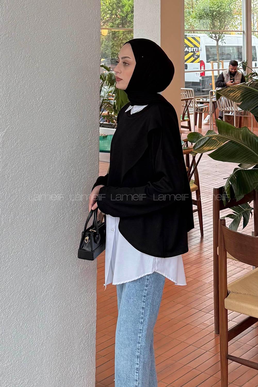 Lamelif İki Parça Tunik Siyah