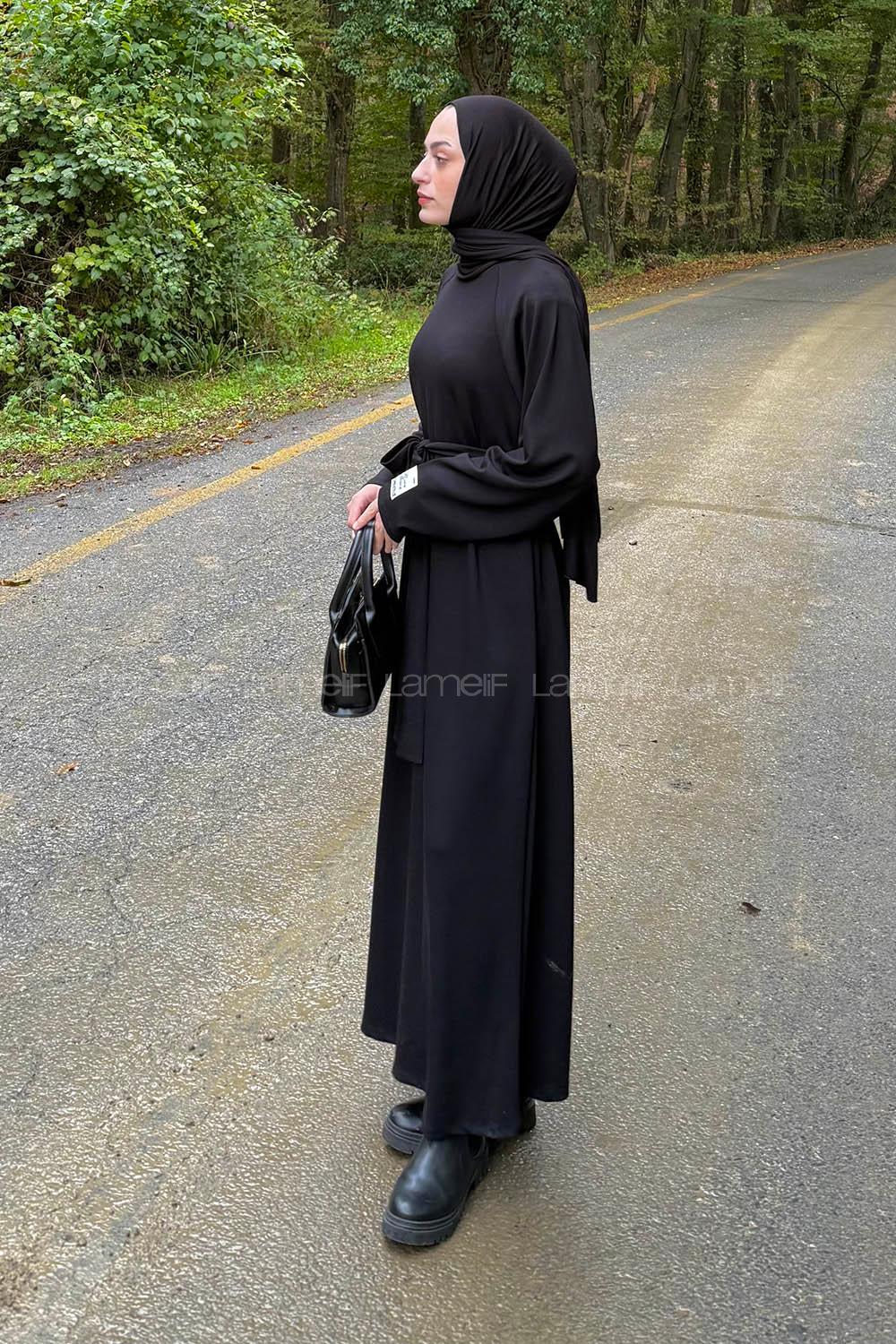 Lamelif Arma Detaylı Elbise Siyah