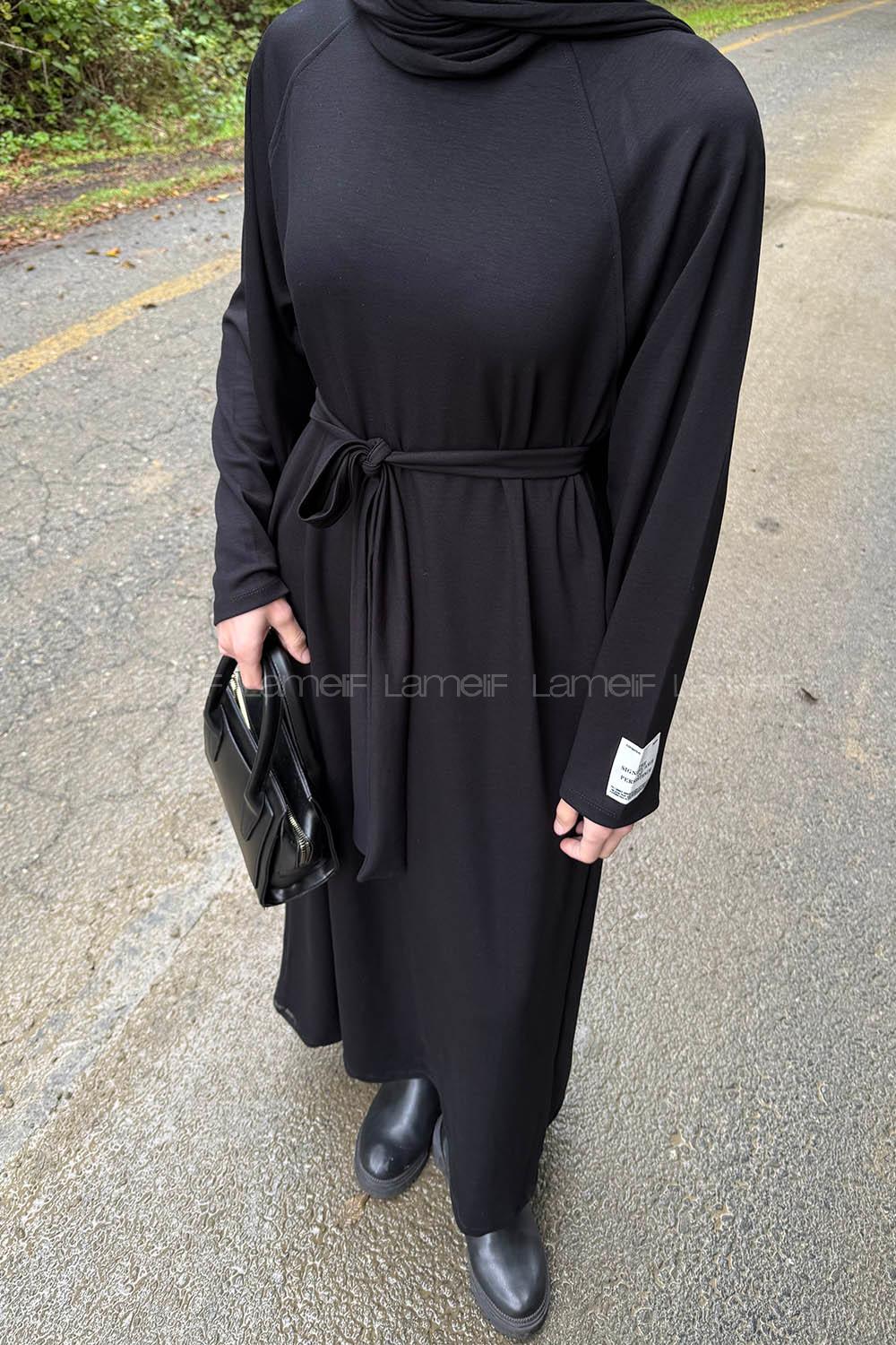 Lamelif Arma Detaylı Elbise Siyah