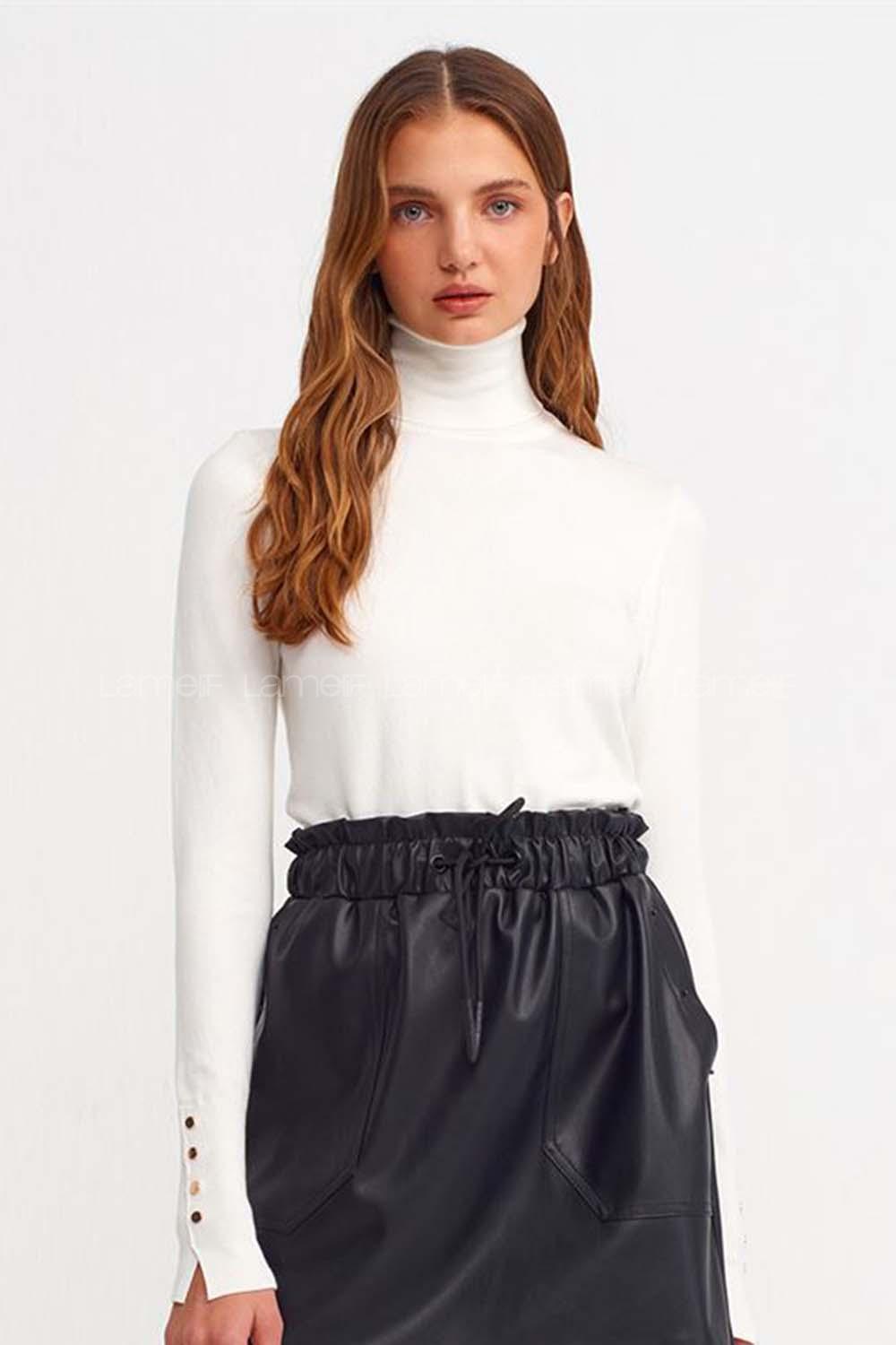 Lamelif Dilvin Balıkçı Yaka Kazak Ekru