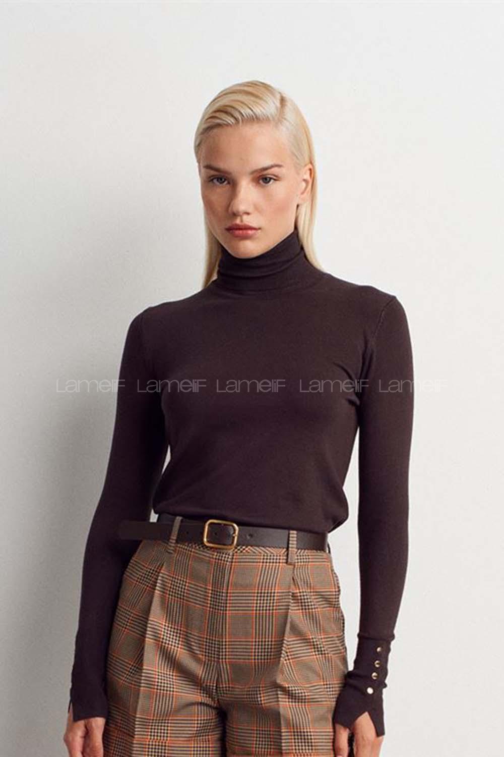 Dark Brown Crew Neck Knitwear