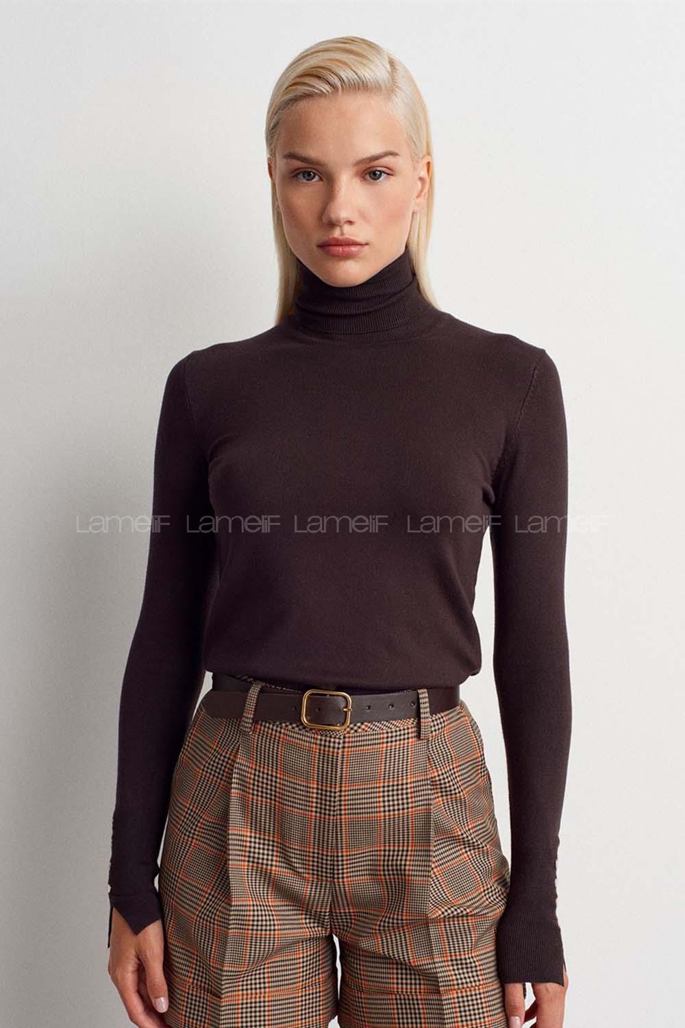 Dark Brown Crew Neck Knitwear