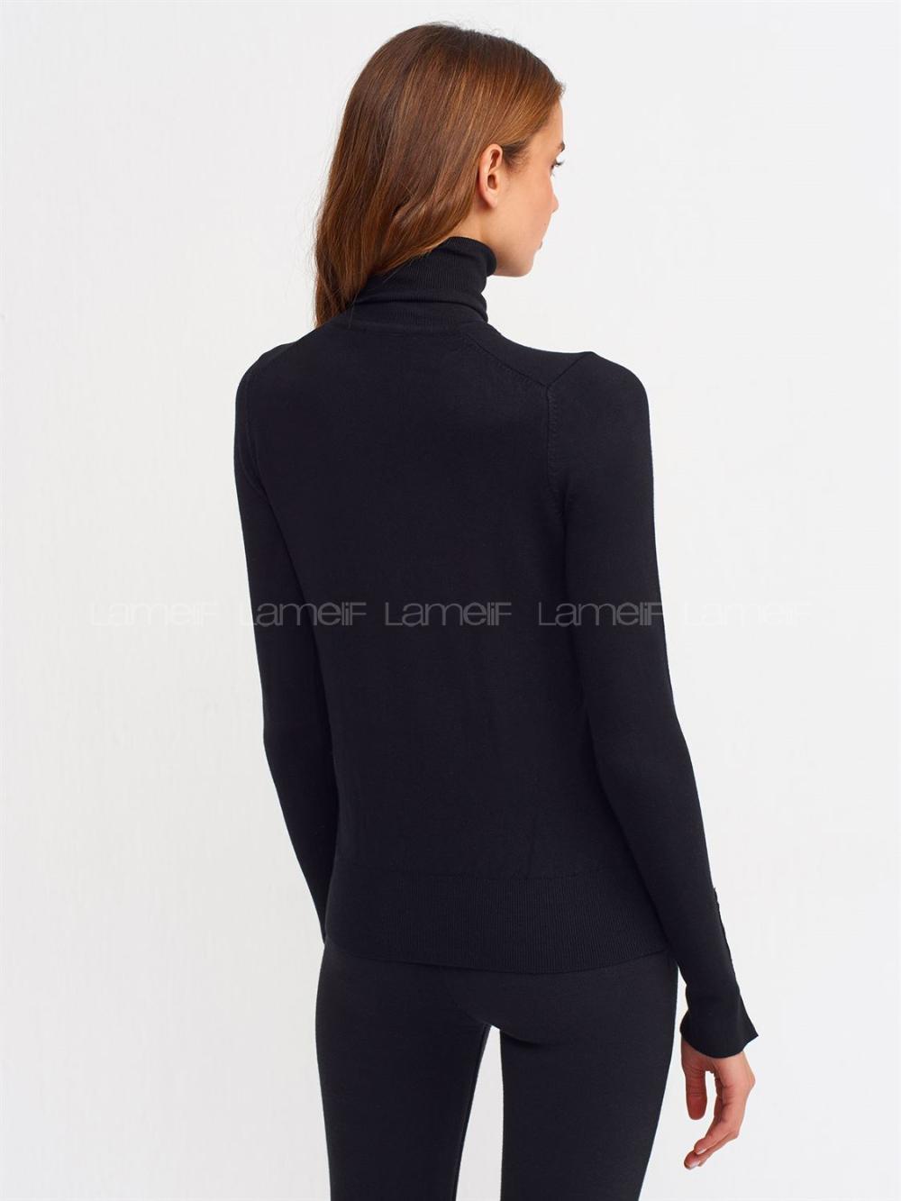 Lamelif Dilvin Balıkçı Yaka Kazak Siyah