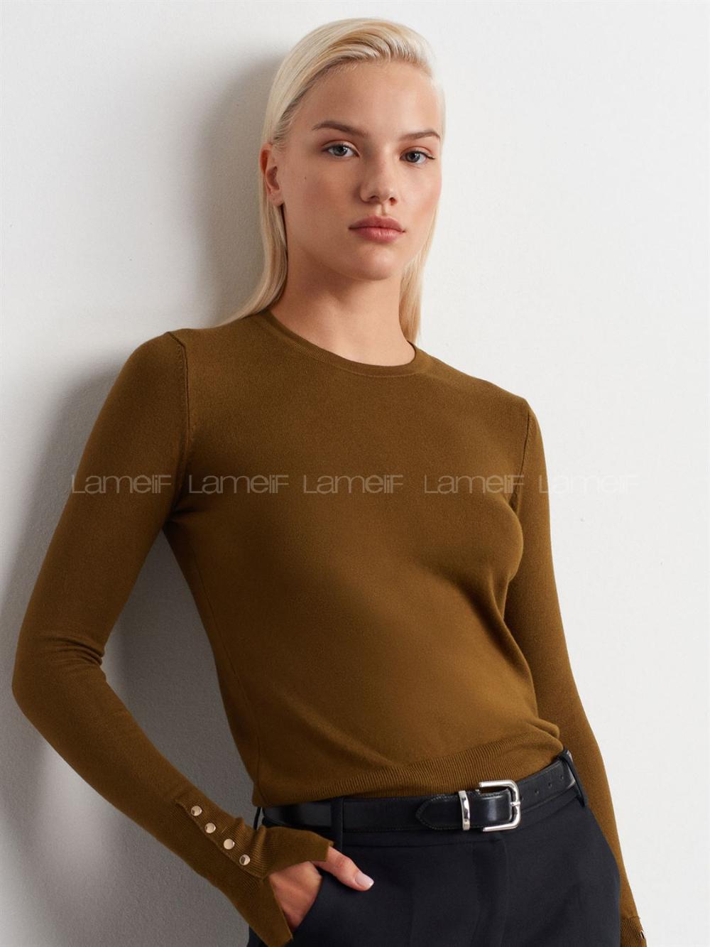 Oil Green Crew Neck Knitwear