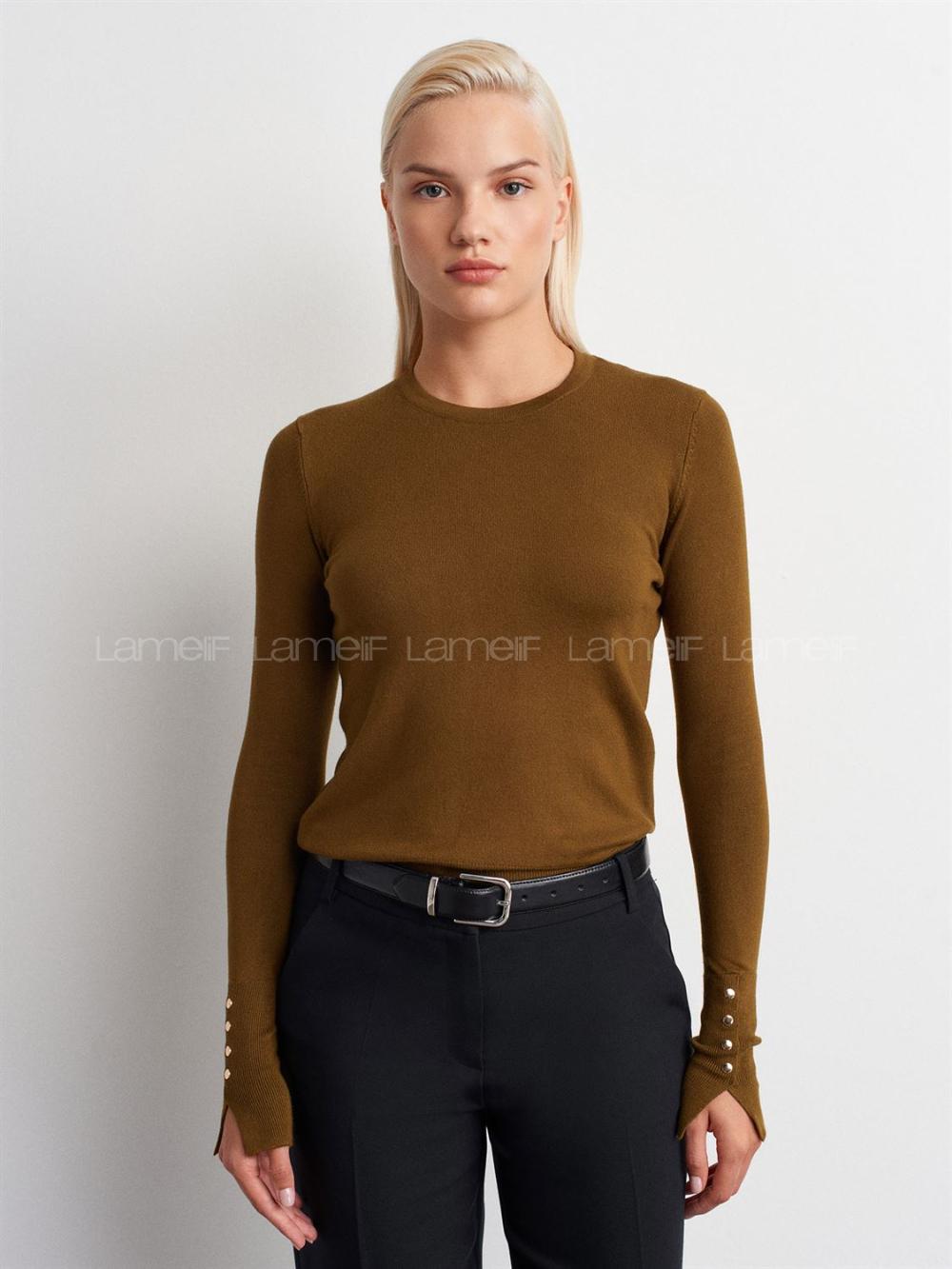 Oil Green Crew Neck Knitwear