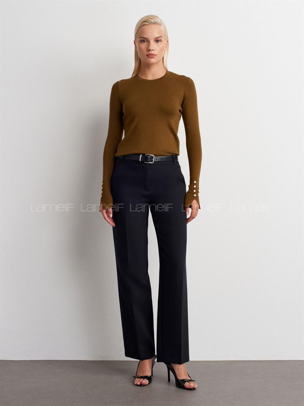 Oil Green Crew Neck Knitwear