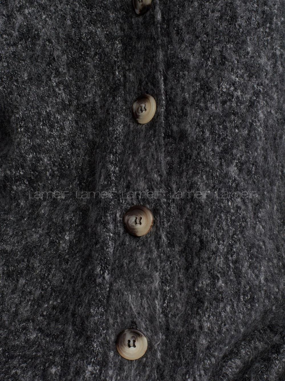 Lamelif Dilvin V Yaka Şardonlu Düğmeli Triko Hırka Antrasit