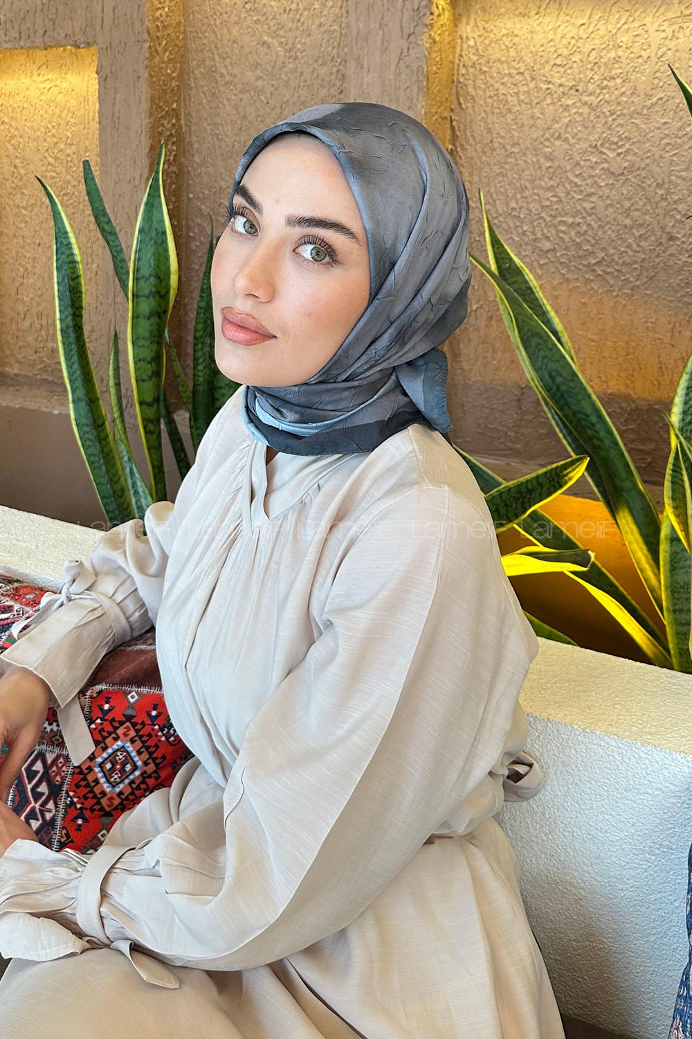 Lamelif Batik Desen Bambu Eşarp Antrasit