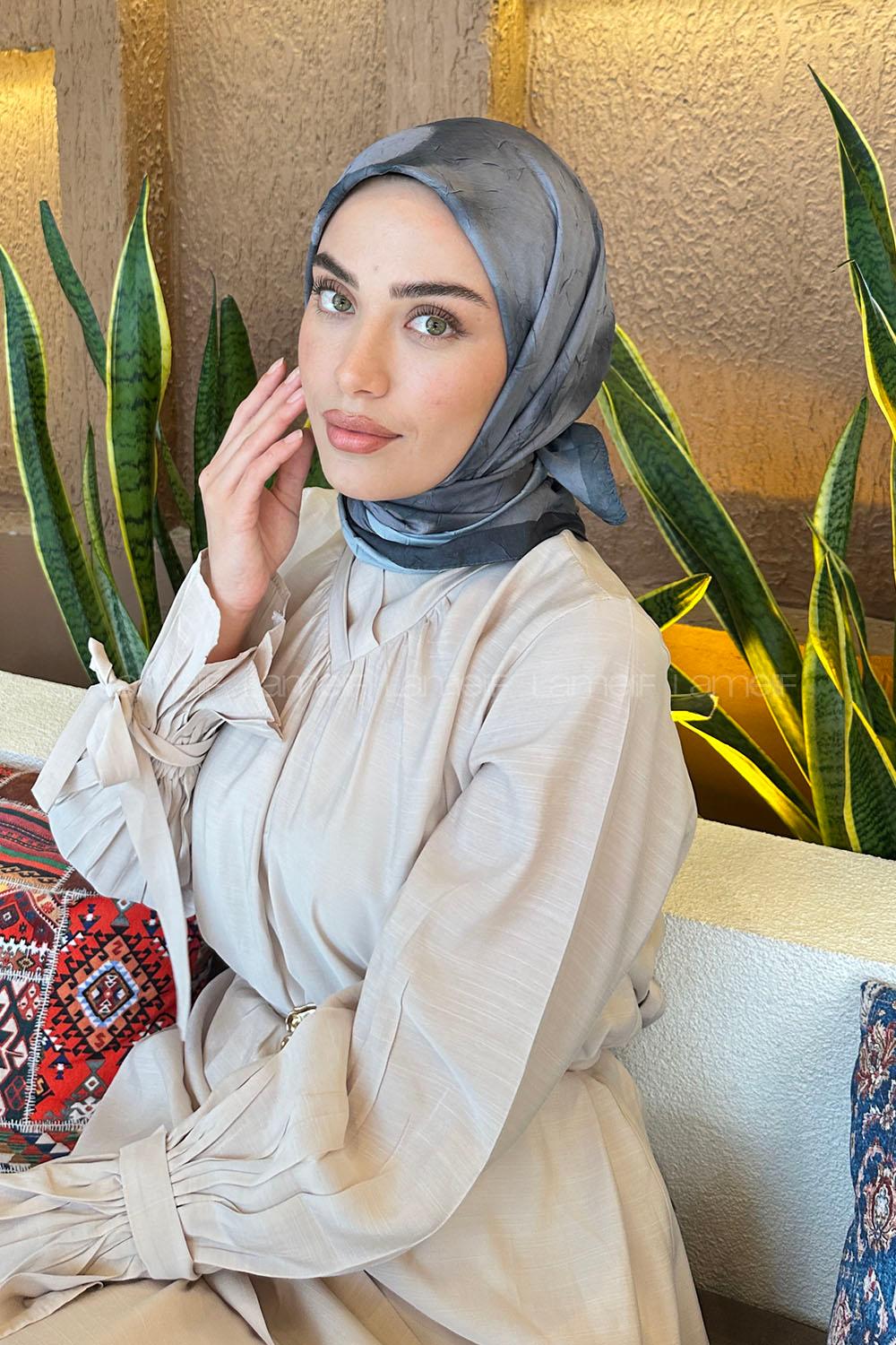 Lamelif Batik Desen Bambu Eşarp Antrasit