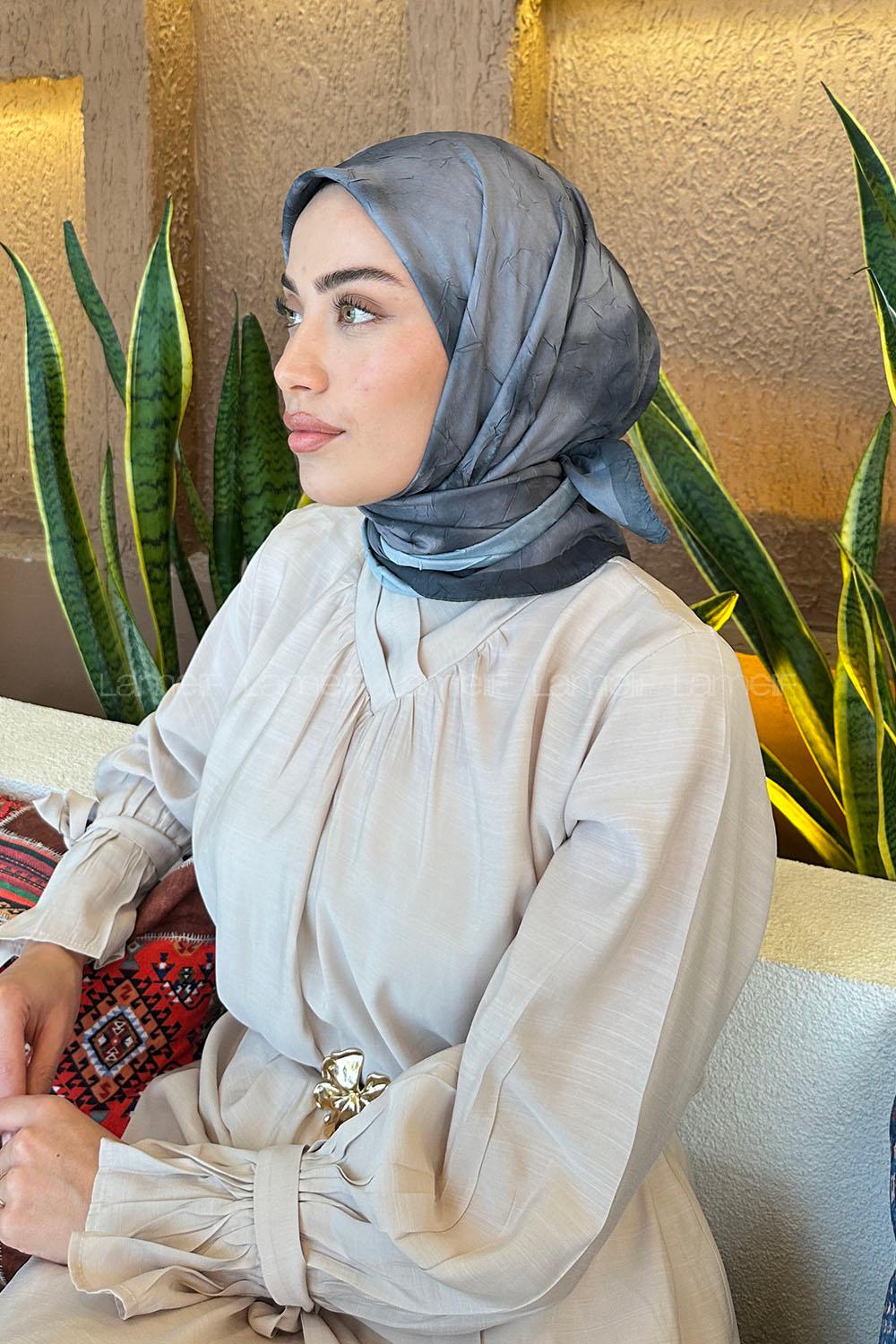 Lamelif Batik Desen Bambu Eşarp Antrasit