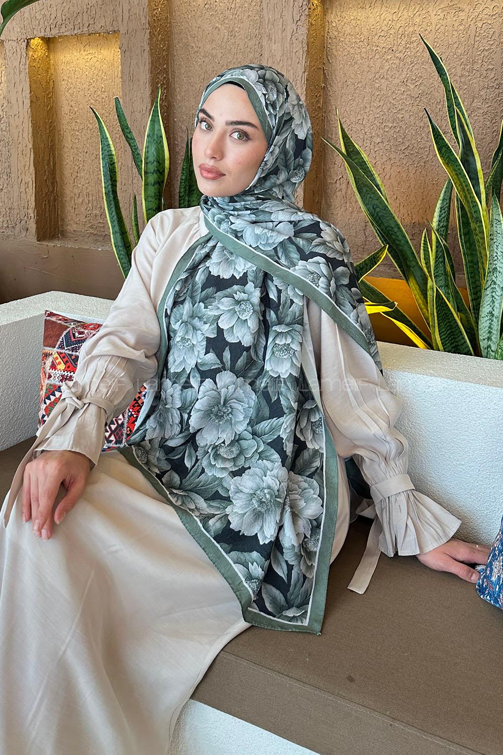 Lamelif Lotus Desen Bambu Şal Adaçayı