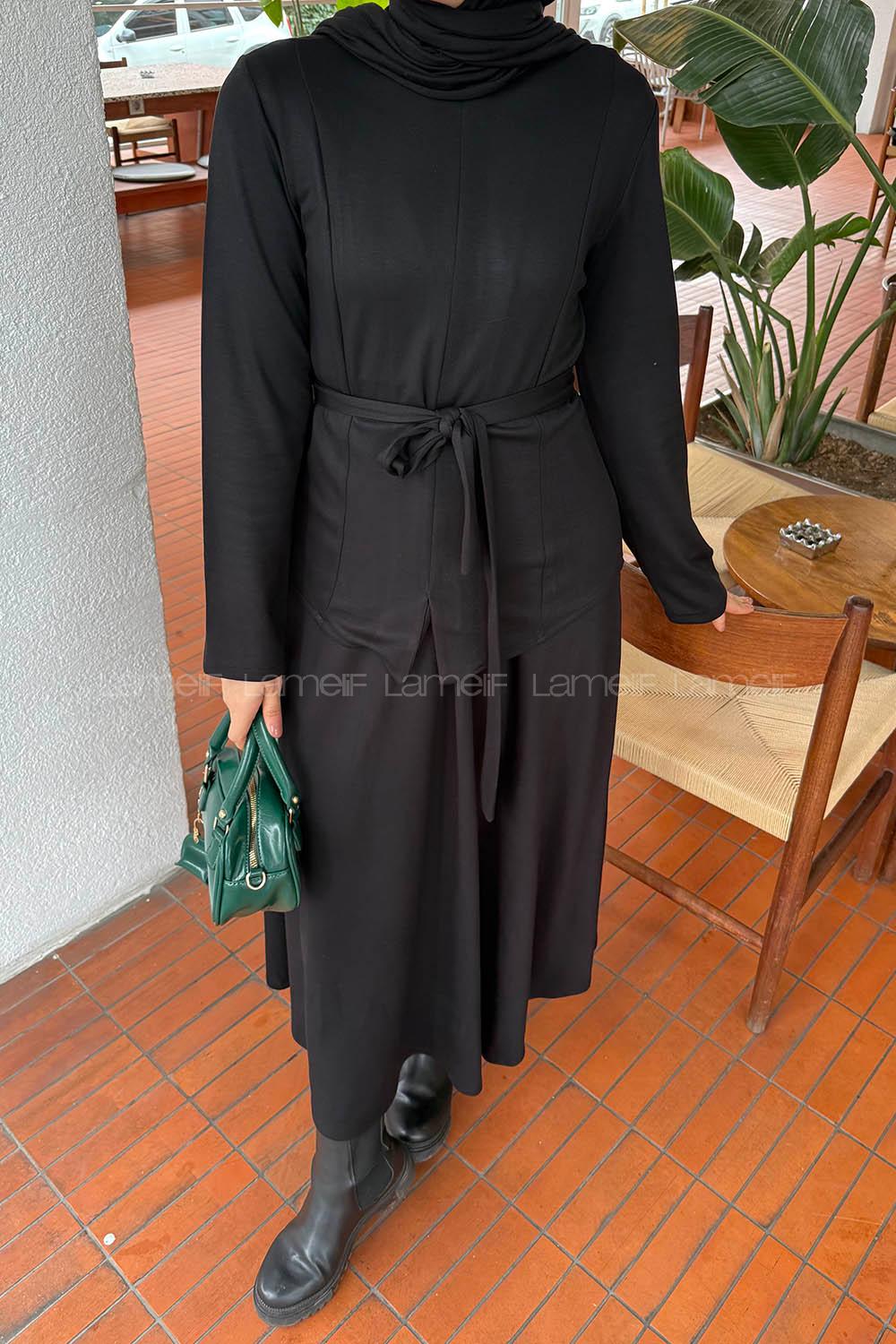 Lamelif Belden Oturtmalı Oysho Takım Siyah