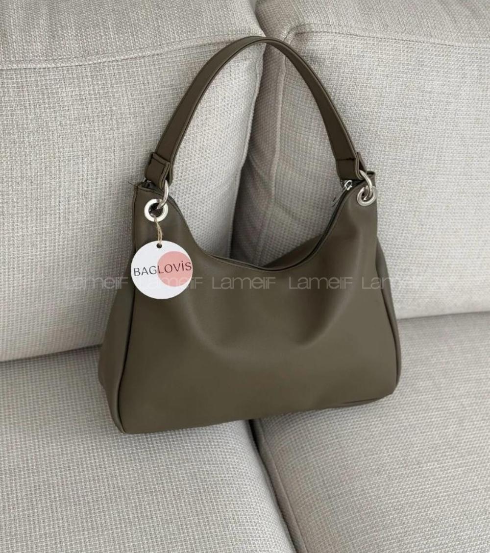 Lamelif Halka Detaylı Yumuşak Deri Ayarlanabilir Omuz Askılı Salaş Kadın Çanta