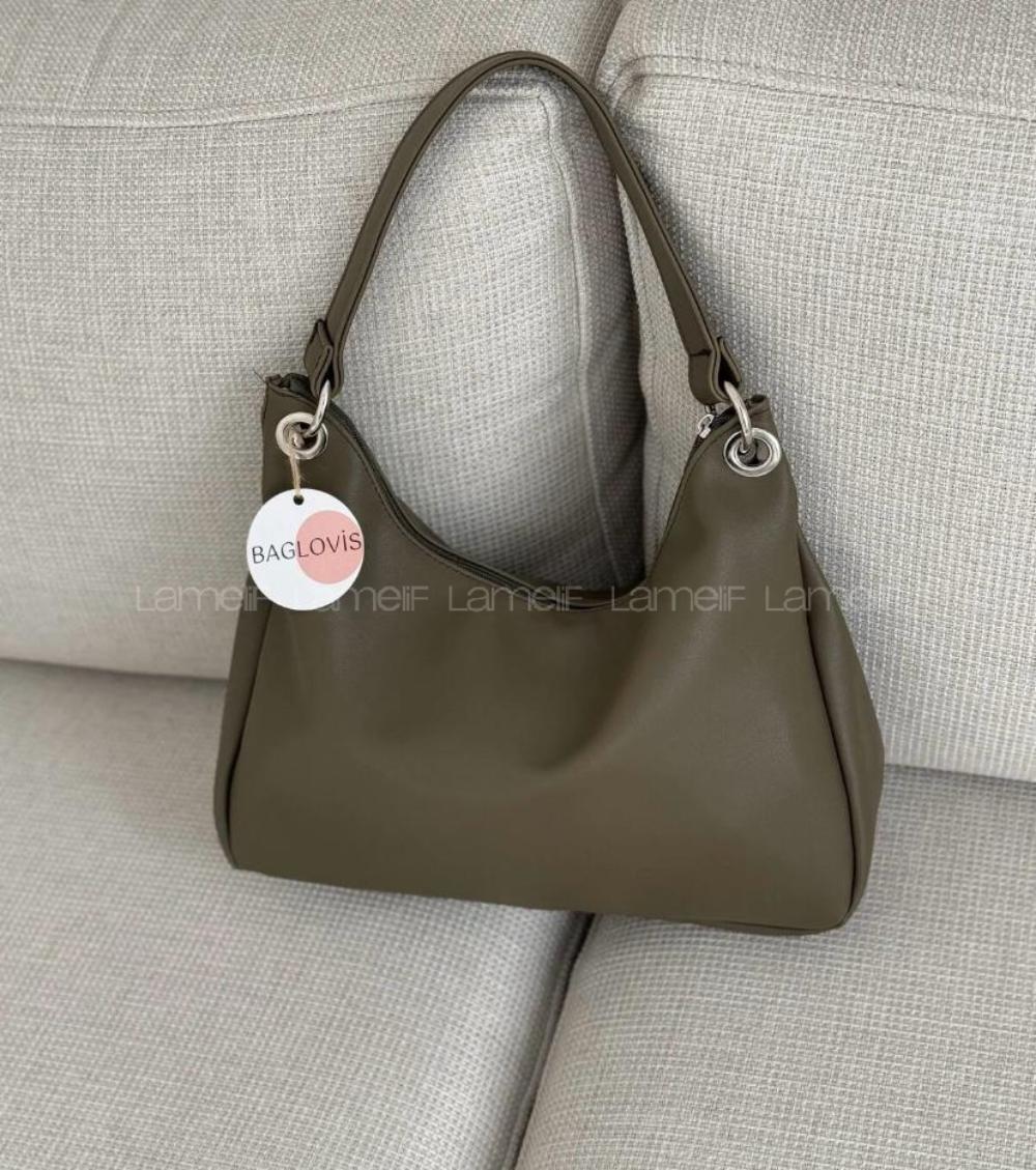 Lamelif Halka Detaylı Yumuşak Deri Ayarlanabilir Omuz Askılı Salaş Kadın Çanta