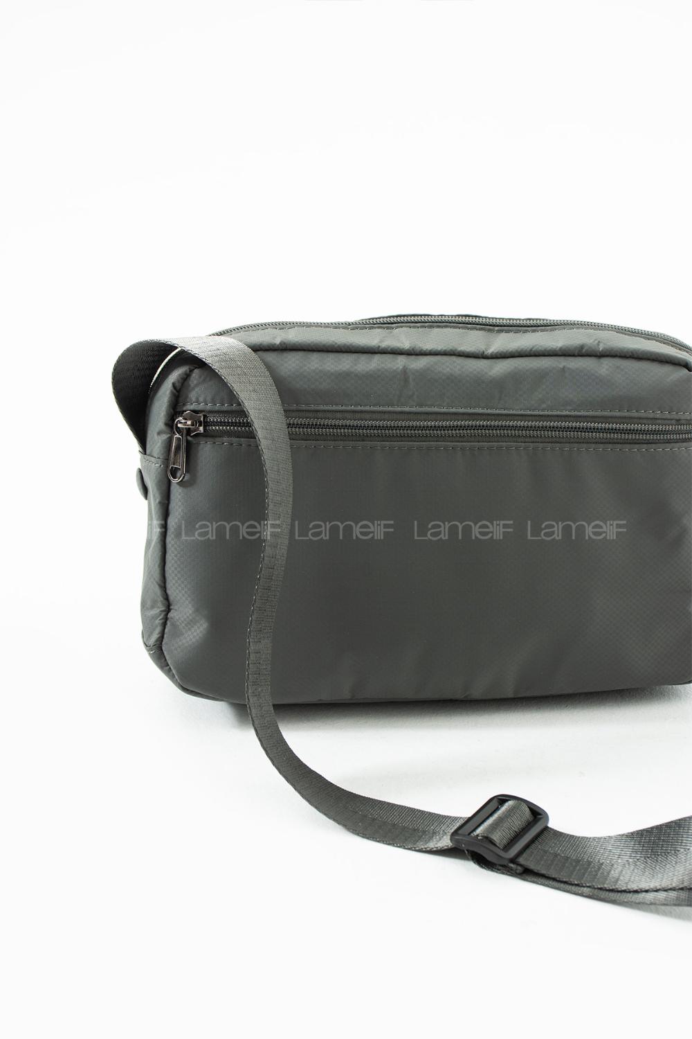 Lamelif San Morris Kadın 3 Gözlü Paraşüt Kumaş Ayarlanabilir Çapraz Askılı Çanta