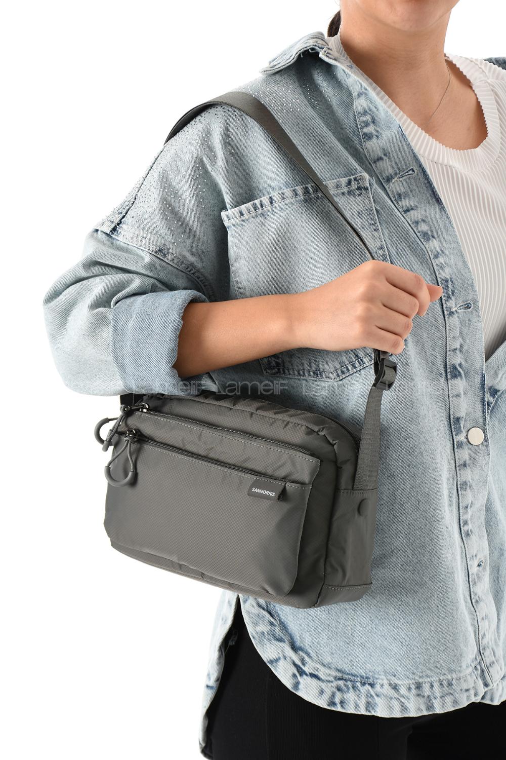 Lamelif San Morris Kadın 3 Gözlü Paraşüt Kumaş Ayarlanabilir Çapraz Askılı Çanta