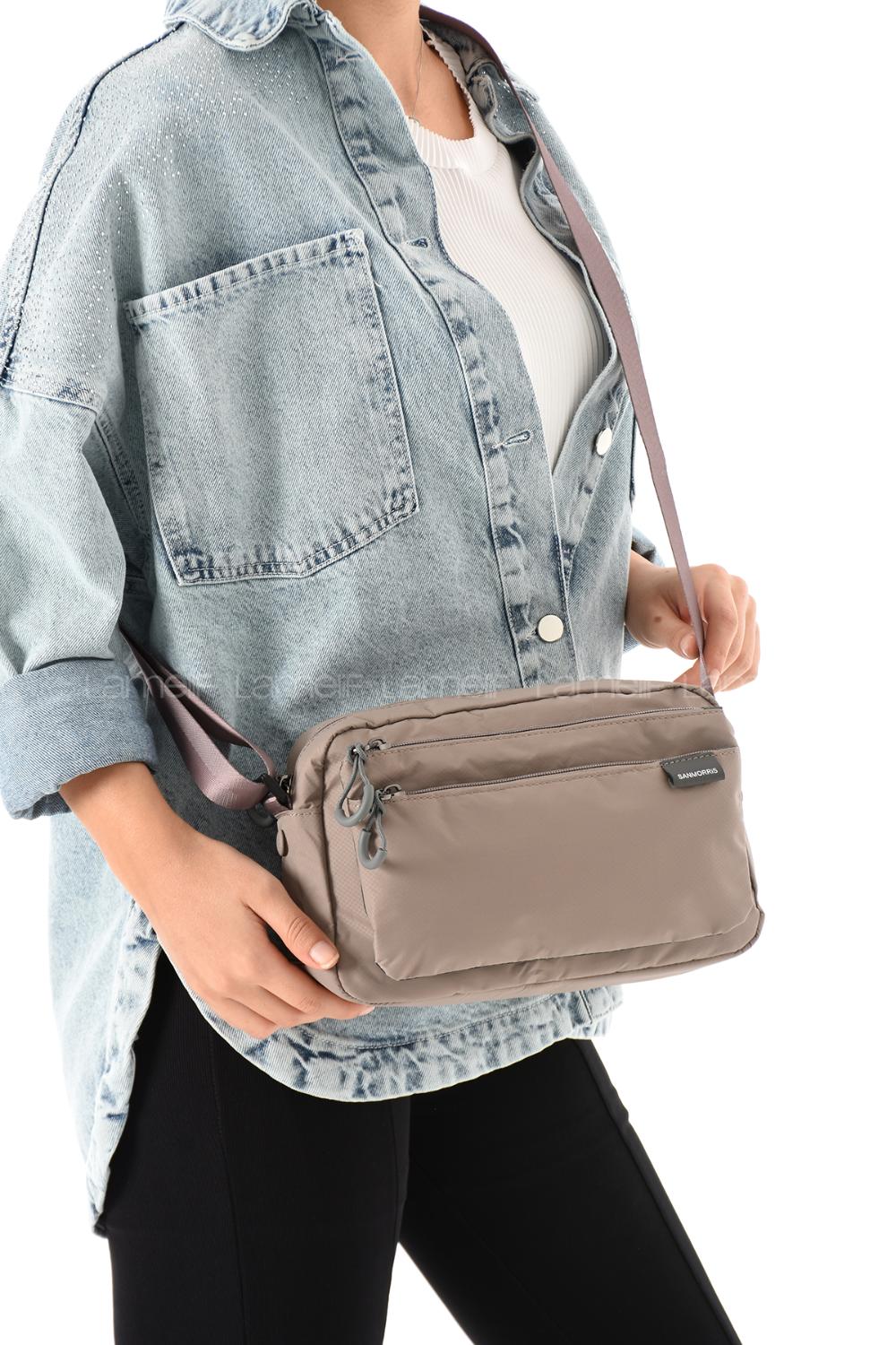 Lamelif San Morris Kadın 3 Gözlü Paraşüt Kumaş Ayarlanabilir Çapraz Askılı Çanta